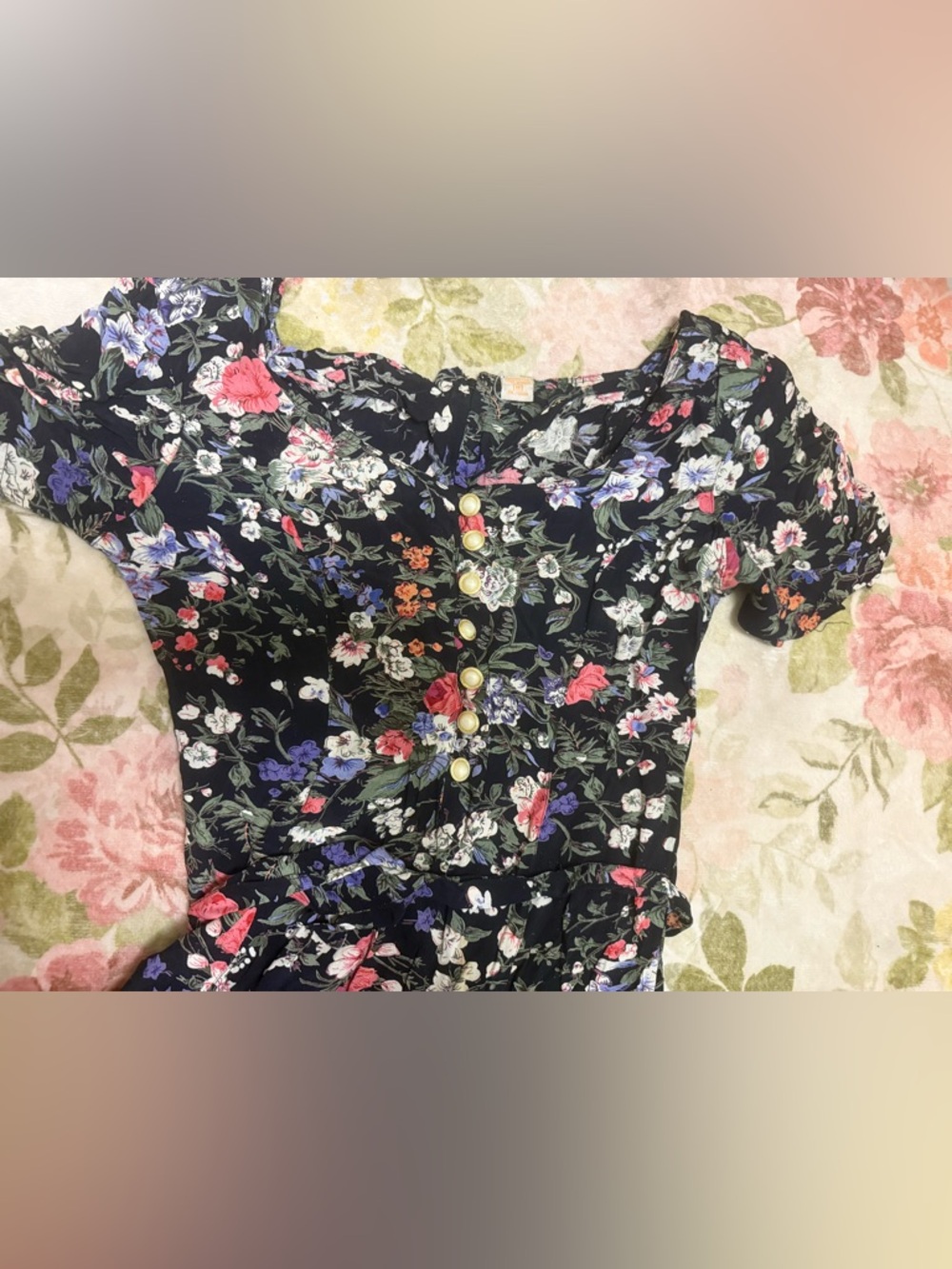 Vintage 90s Bila Cottagecore Maxi Dress -Dark Floral Rayon Boho Whimsygoth - Picture 9 of 12